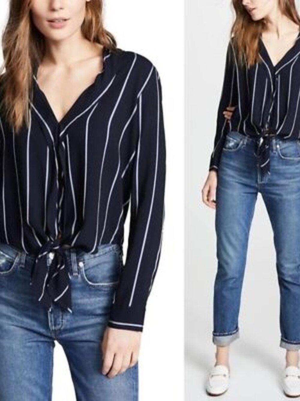 Rails Ava Livorno Striped Metallic Tie Front Top